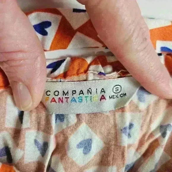 Compania Fantastica Skirt and Top Women's Small Orange Purple Ruffle Cap Sleeve - Picture 2 of 11